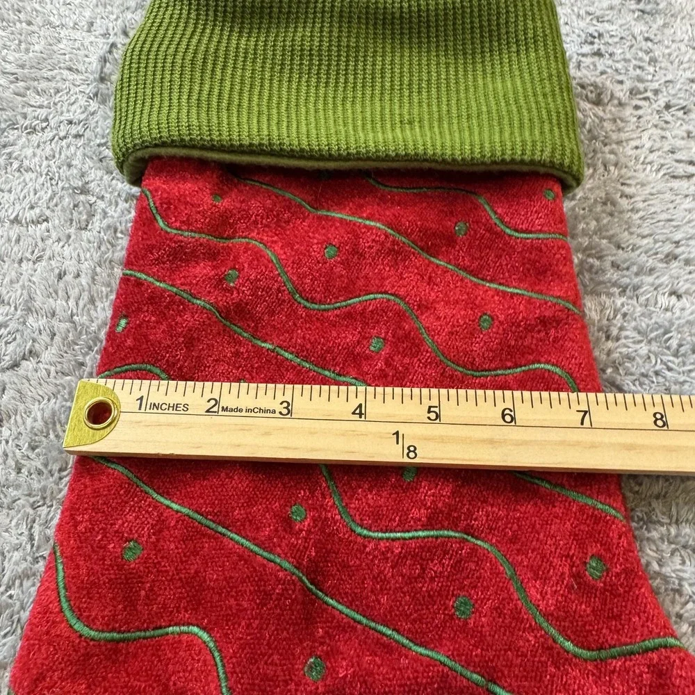 Unbranded Holiday Stocking and Santa Hat Set OS Red Green Sequin Velvet